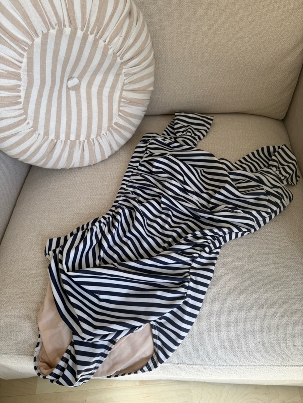 Albion Navy and White Striped One-Piece Swimsuit